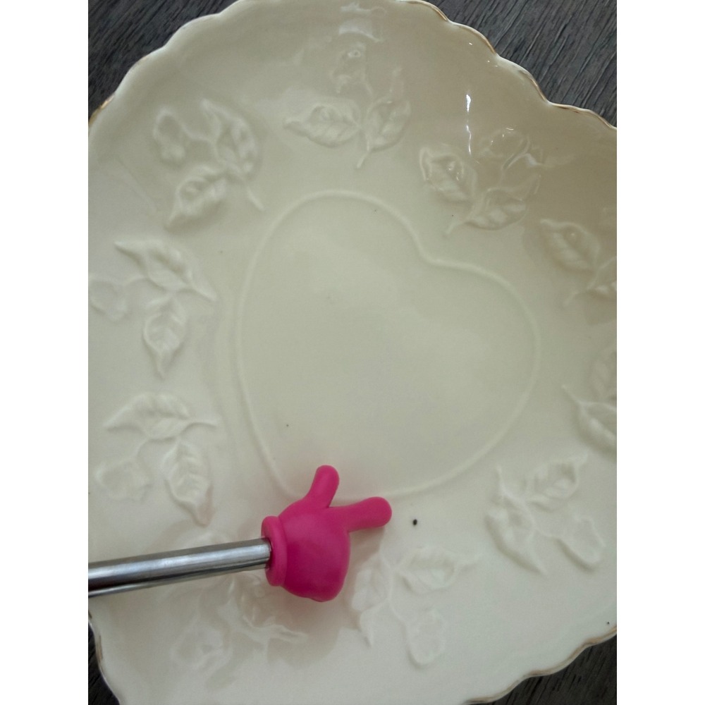 Cream Heart-Shaped Trinket Dish Embossed Roses Gold Trim Romantic Cottage Decor - Picture 10 of 10